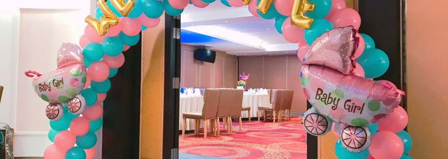 粉色&TIFFANY BLUE百日宴主題氣球拱門 澳門氣球派對