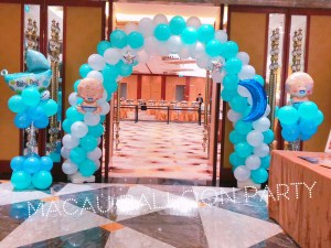 男仔BB百日宴主題氣球拱門 澳門氣球派對 澳門百日宴佈置專門店